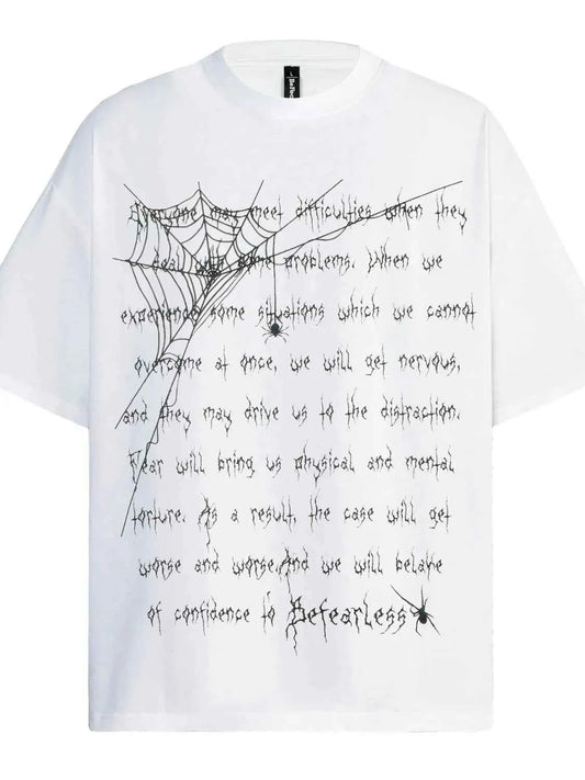 Men's Spider Web Letter Print Oversized T-Shirt