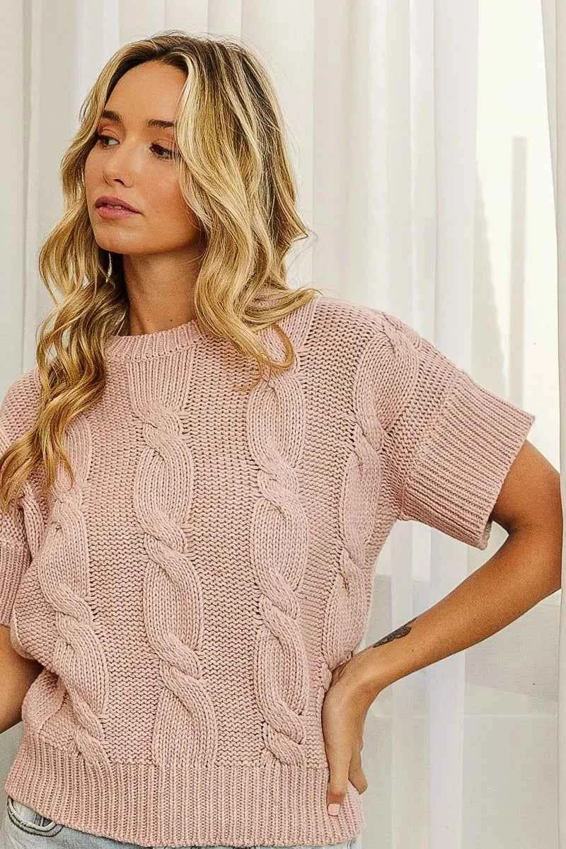 BiBi Cable Knit Textured Sweater Top