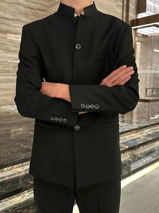 Men's Plus Size Button Up Long Sleeve Jacket