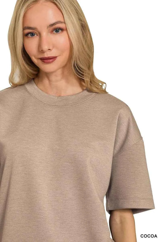 Zenana Scuba Short Sleeve Top & Shorts Set