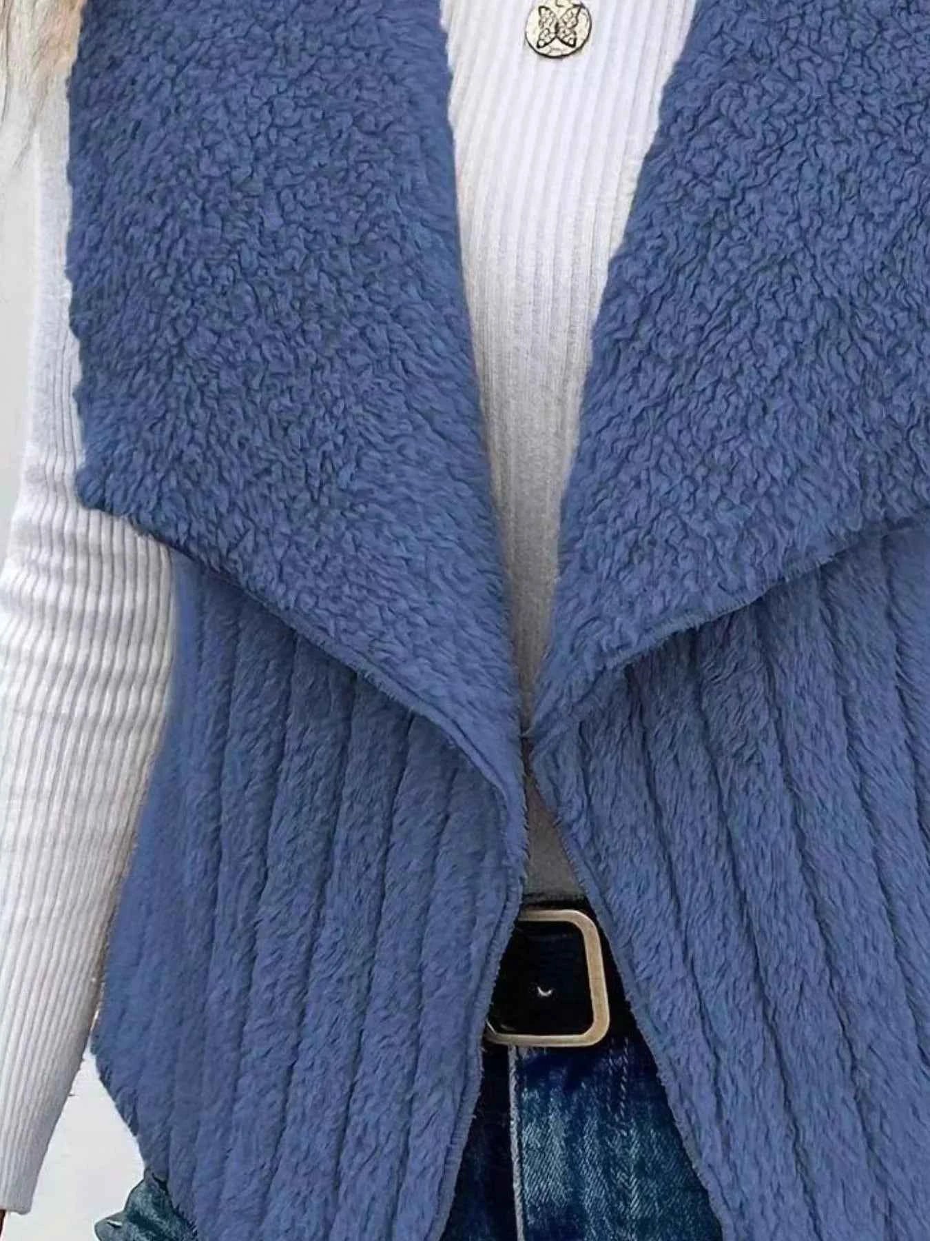 Cozy Fleece Open Front Vest Coat