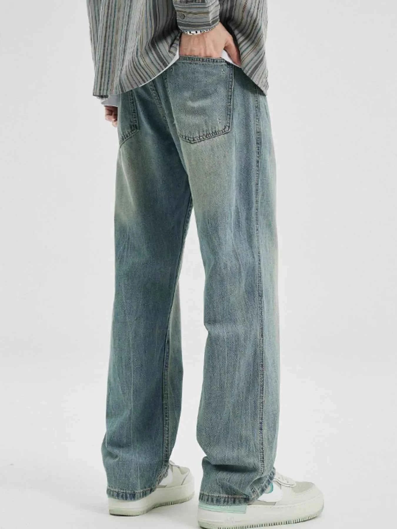 Men's Washed Wide Leg Jeans