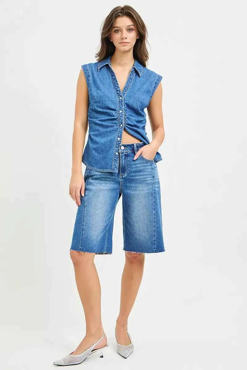 RISEN Raw Hem Slouchy Seamed Jorts