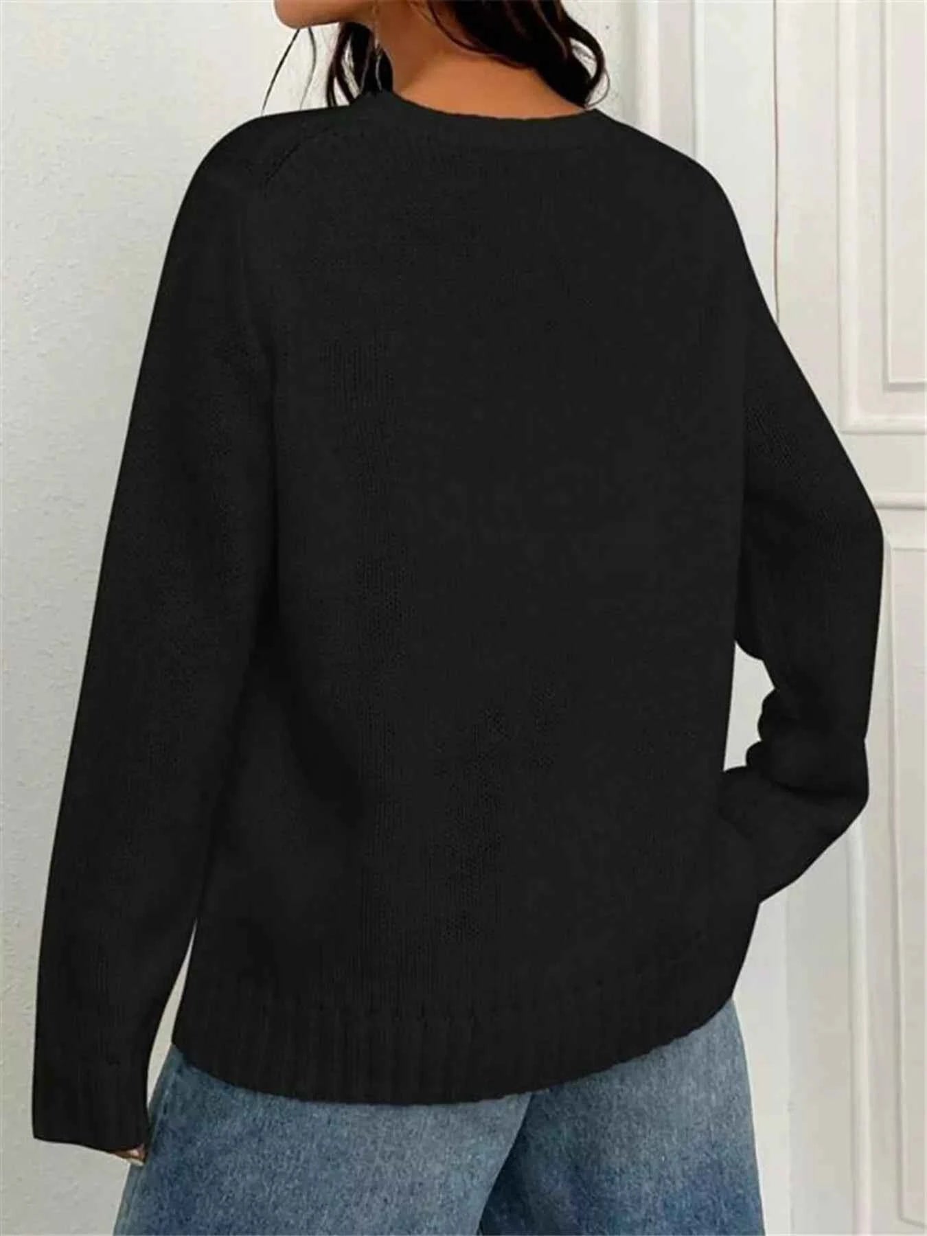 US Flag Round Neck Long Sleeve Sweater