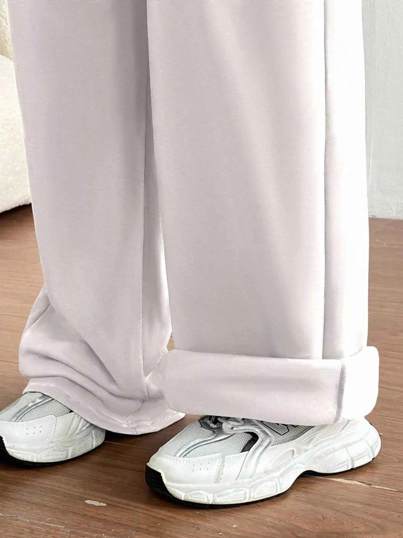 Casual Drawstring High Waist Wide Leg Sweatpants