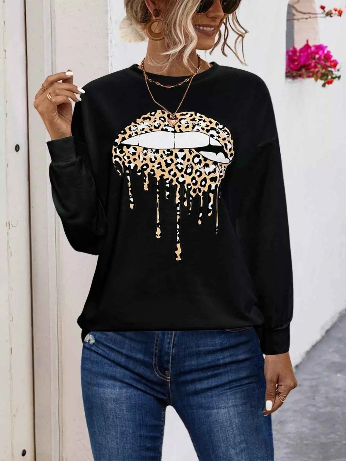 Graphic Round Neck Dropped Shoulder T-Shirt