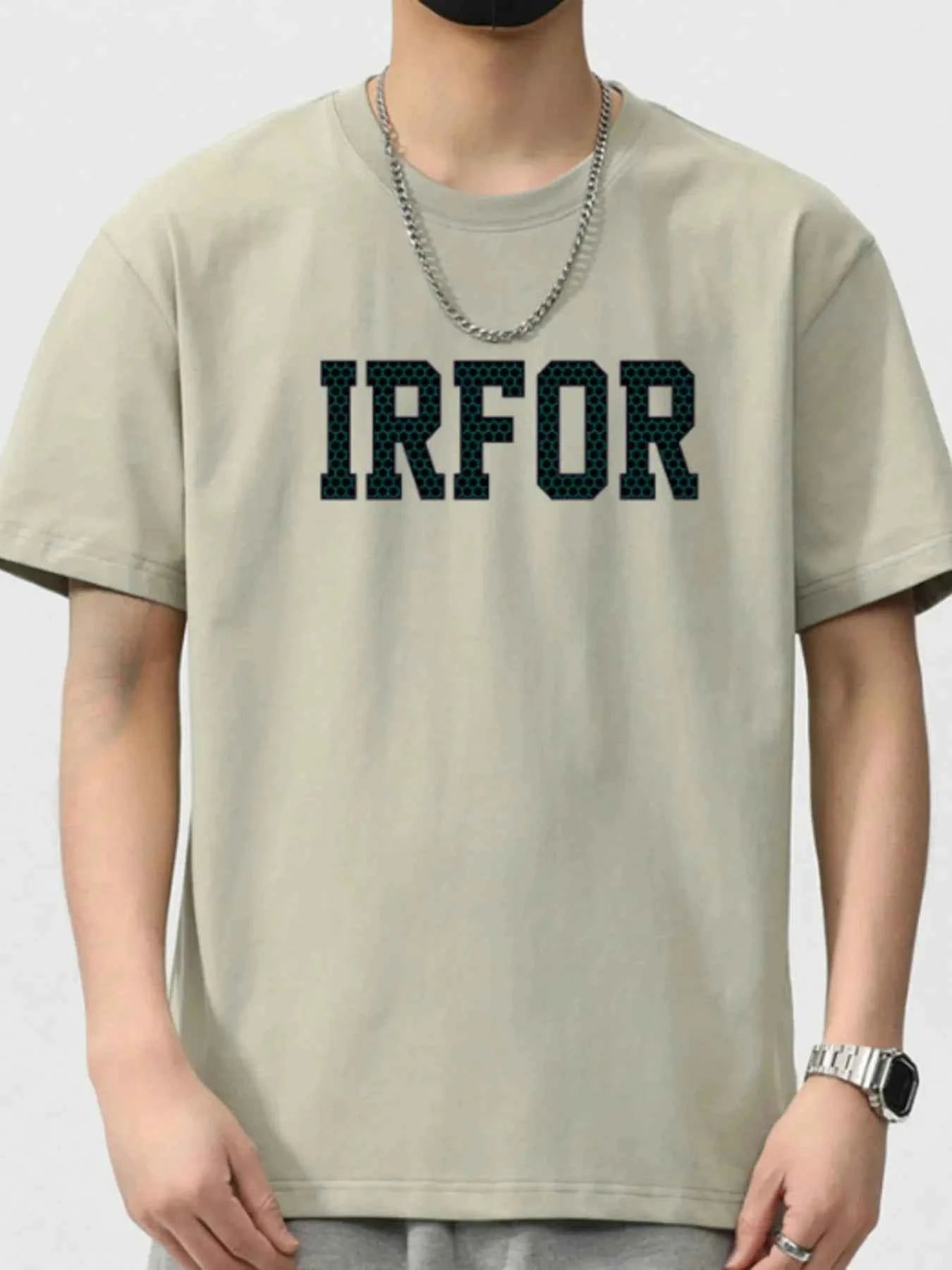 Men's Plus Size IRFOR Letter Graphic Round Neck T-Shirt