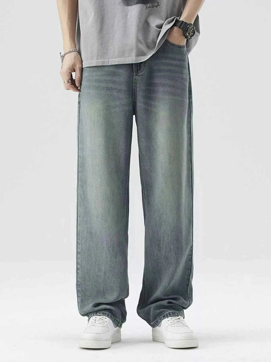 Men's Washed Wide Leg Relaxed Fit Jeans