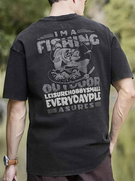 Men's Plus Size Letter Graphic Round Neck T-Shirt