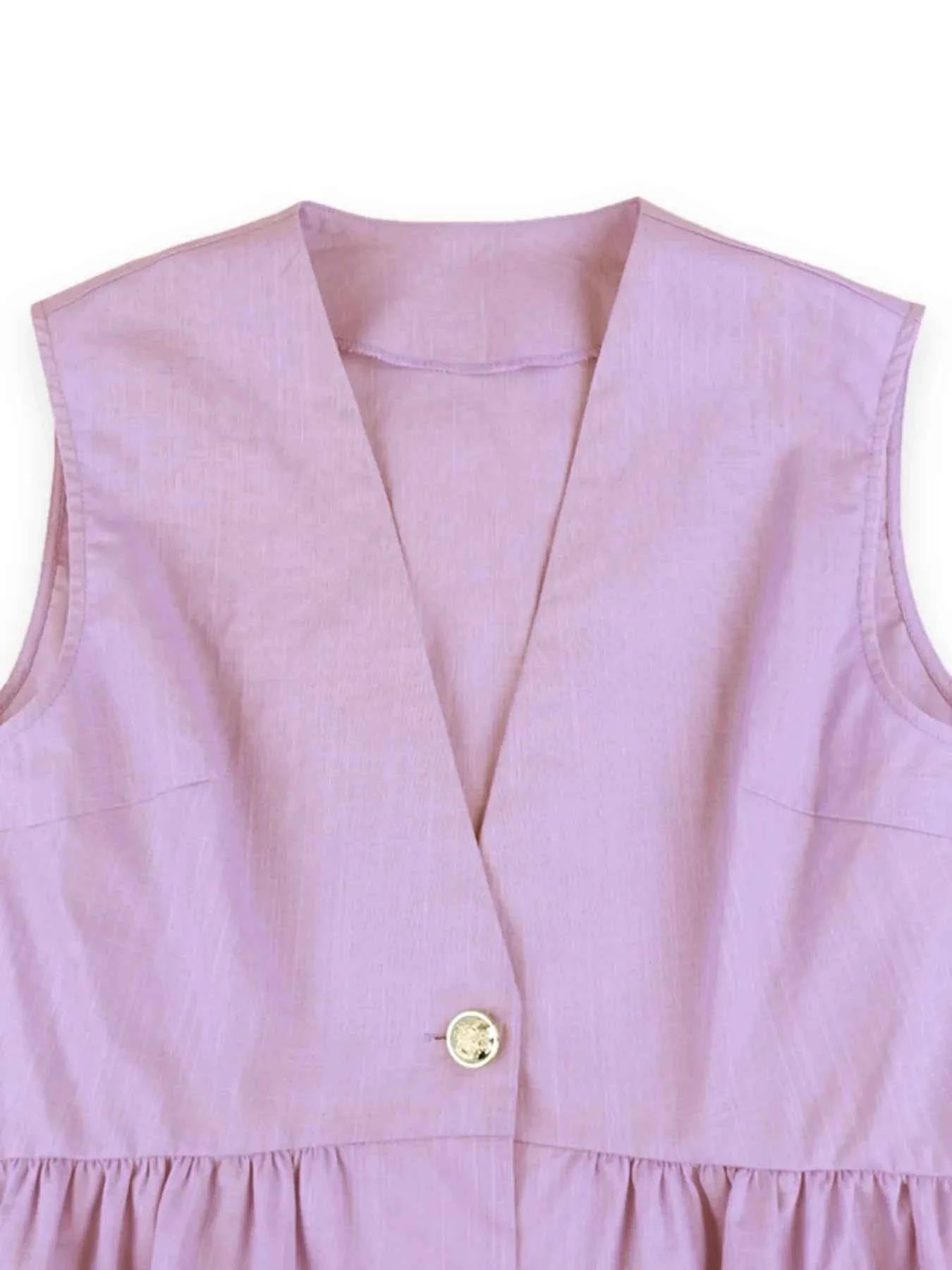 Button Down Peplum Vest and Pants Set
