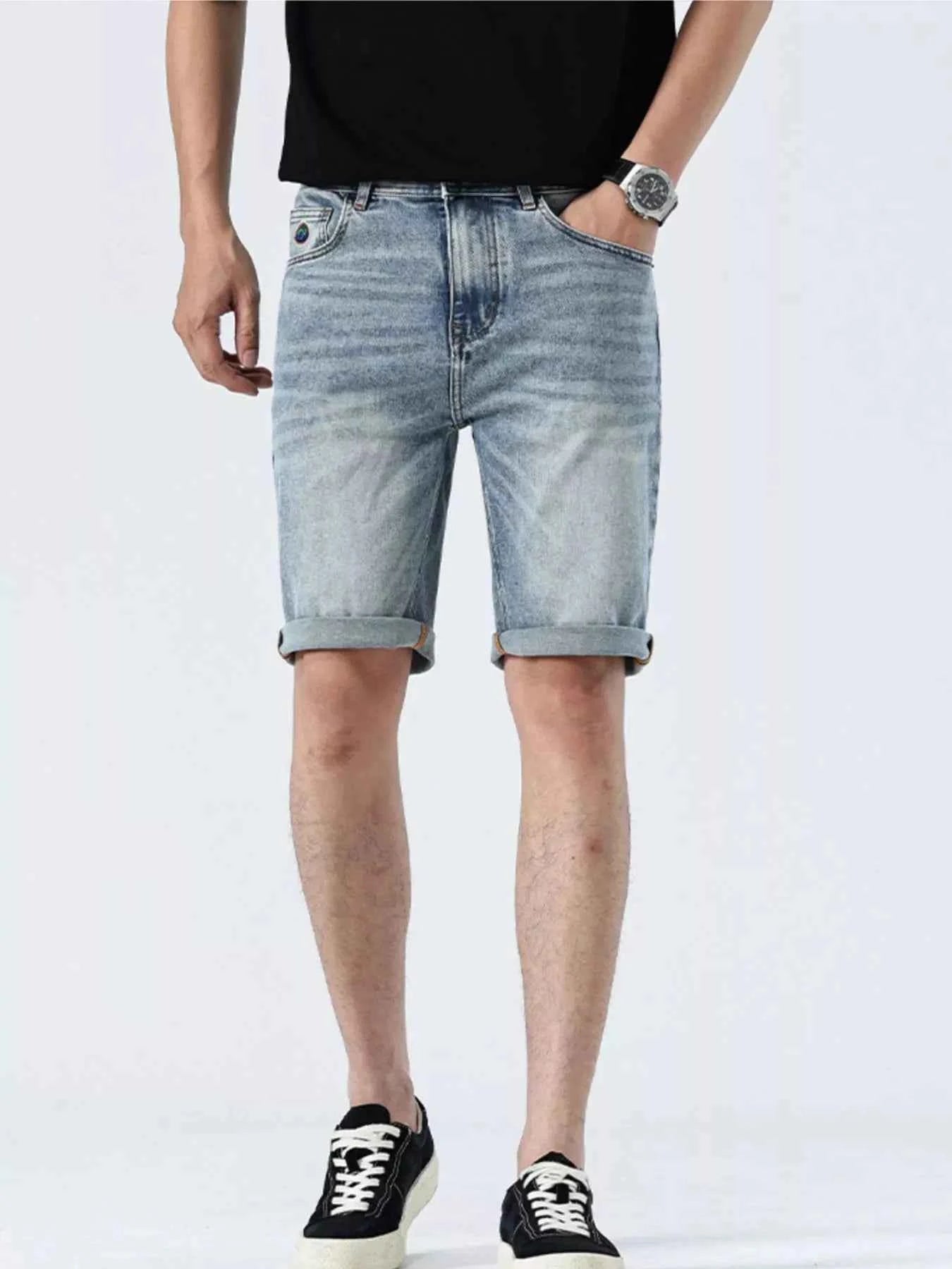 Men's Wash Denim Shorts with Pockets