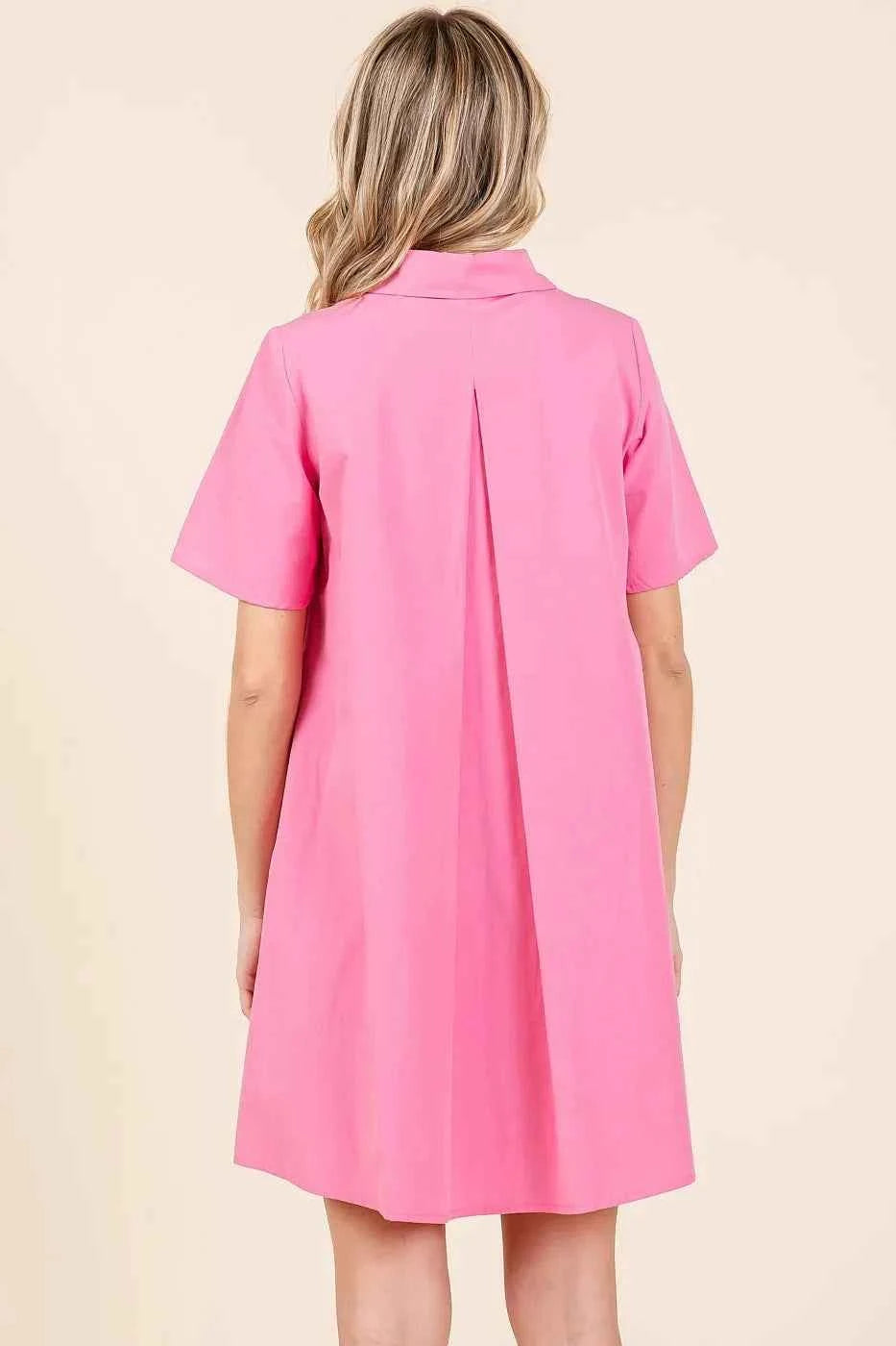 Mittoshop Poplin Collar Pleated Back Mini Dress