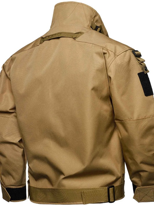 Men's Full Size Multi Buckle Water-Resistant Jacket Plus Size