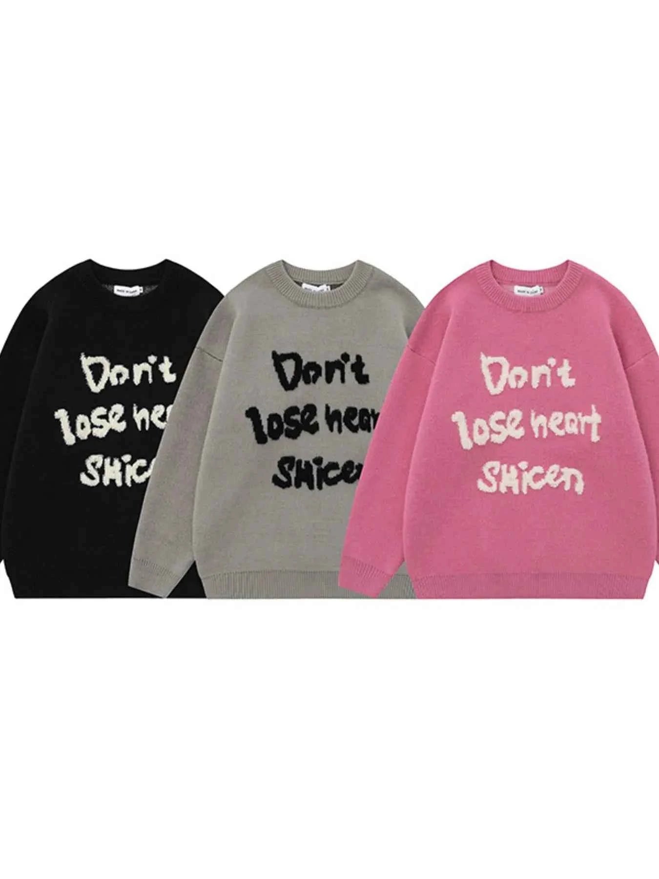 Men's Letter Round Neck Long Sleeve Sweater