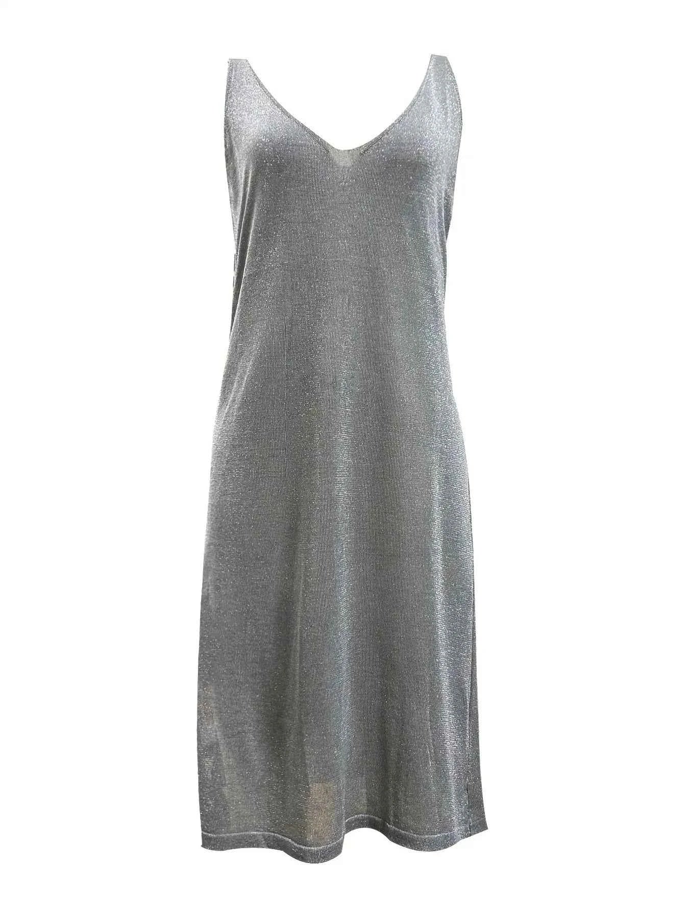 V-Neck Sleeveless Midi Dress