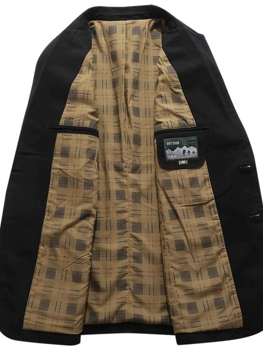 Men's Plus Size Button Up Long Sleeve Blazer