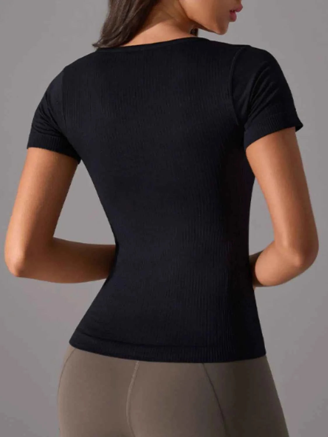 Square Neck Active T-Shirt with Detachable Chest Pads