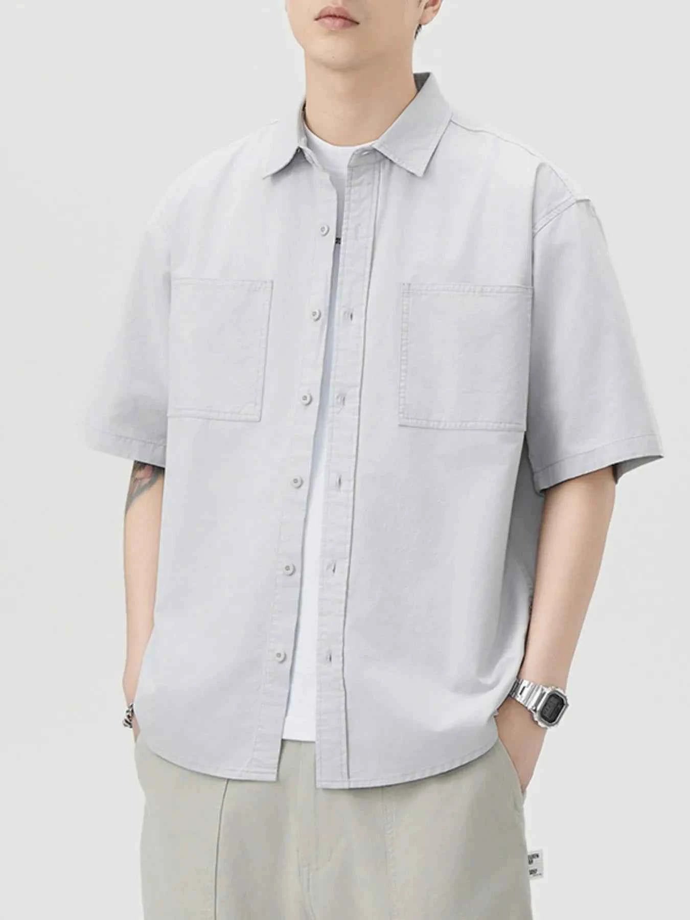 Men's Plus Size Button Up Half Sleeve Shirt
