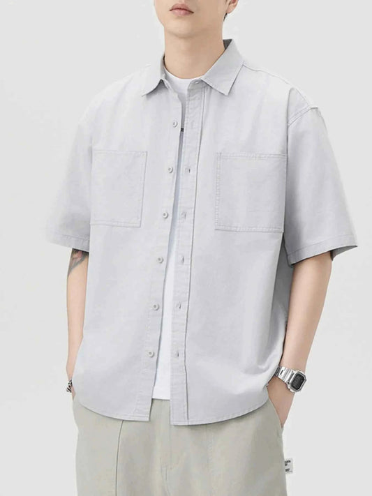 Men's Plus Size Button Up Half Sleeve Shirt