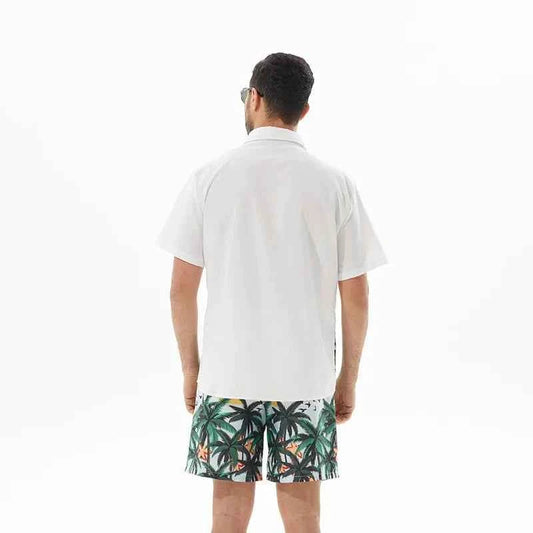 Men's Full Size Printed Short Sleeve Shirt and Shorts Set Plus Size
