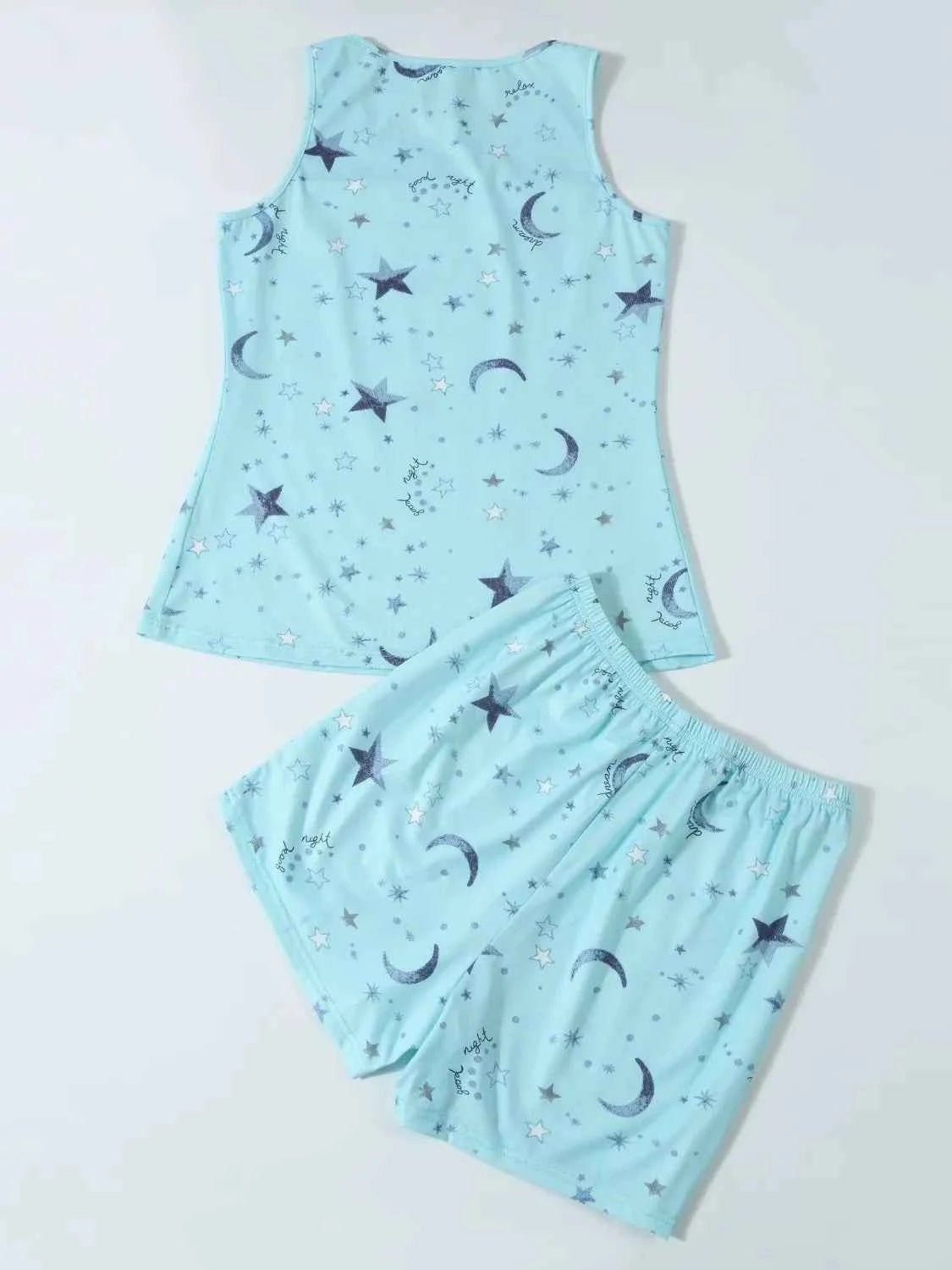Printed Round Neck Top and Shorts Lounge Set