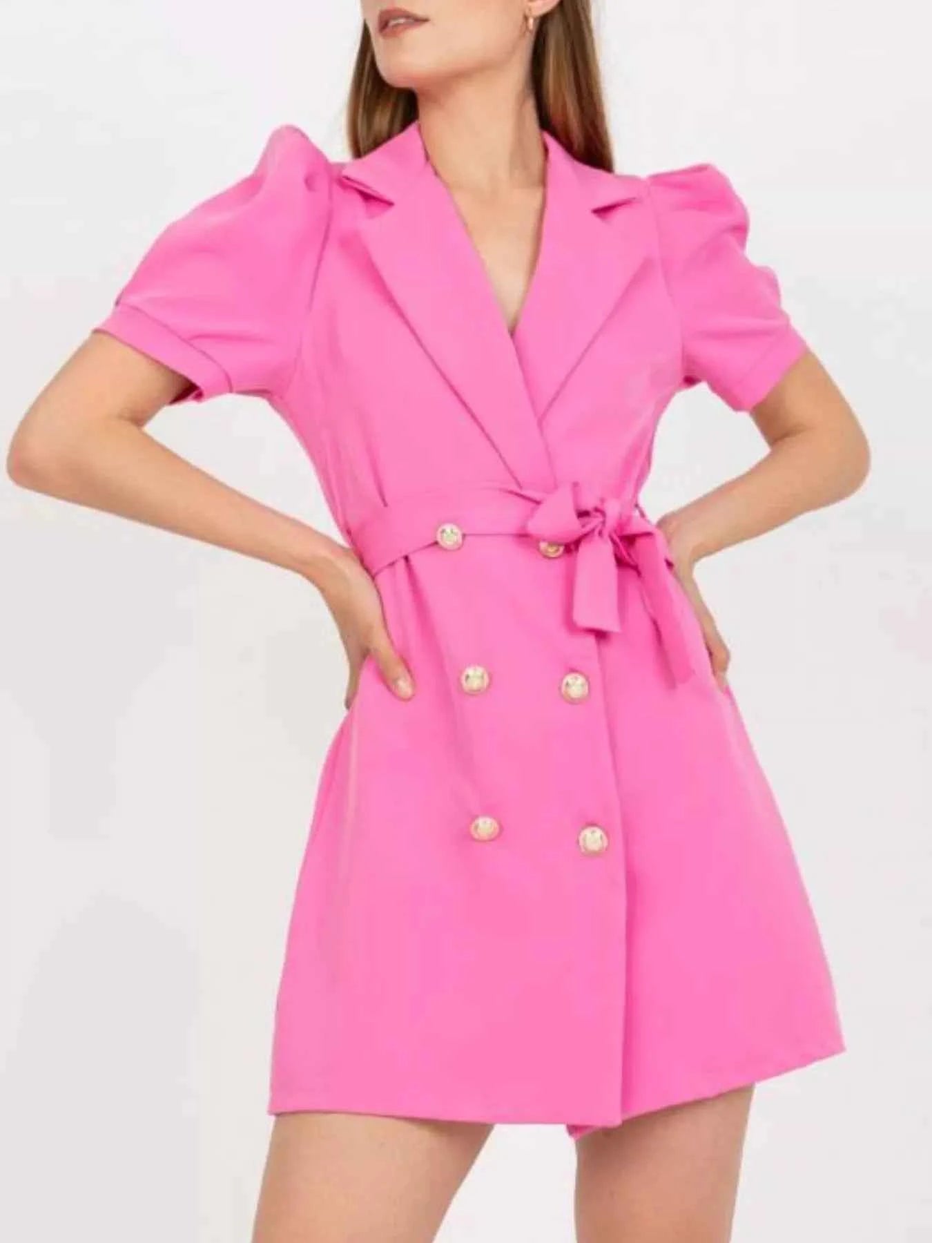 Blazer Style Tie Waist Mini Dress