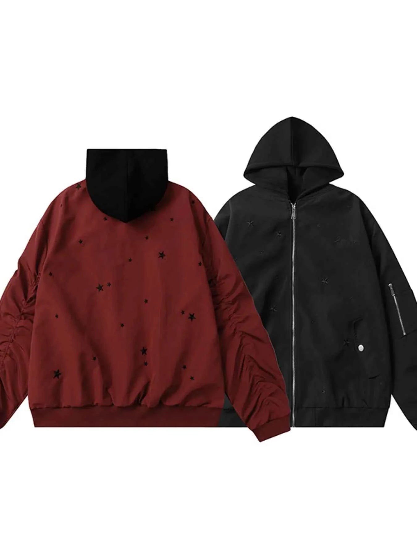 Men's Star Zip Up Hooded Jacket