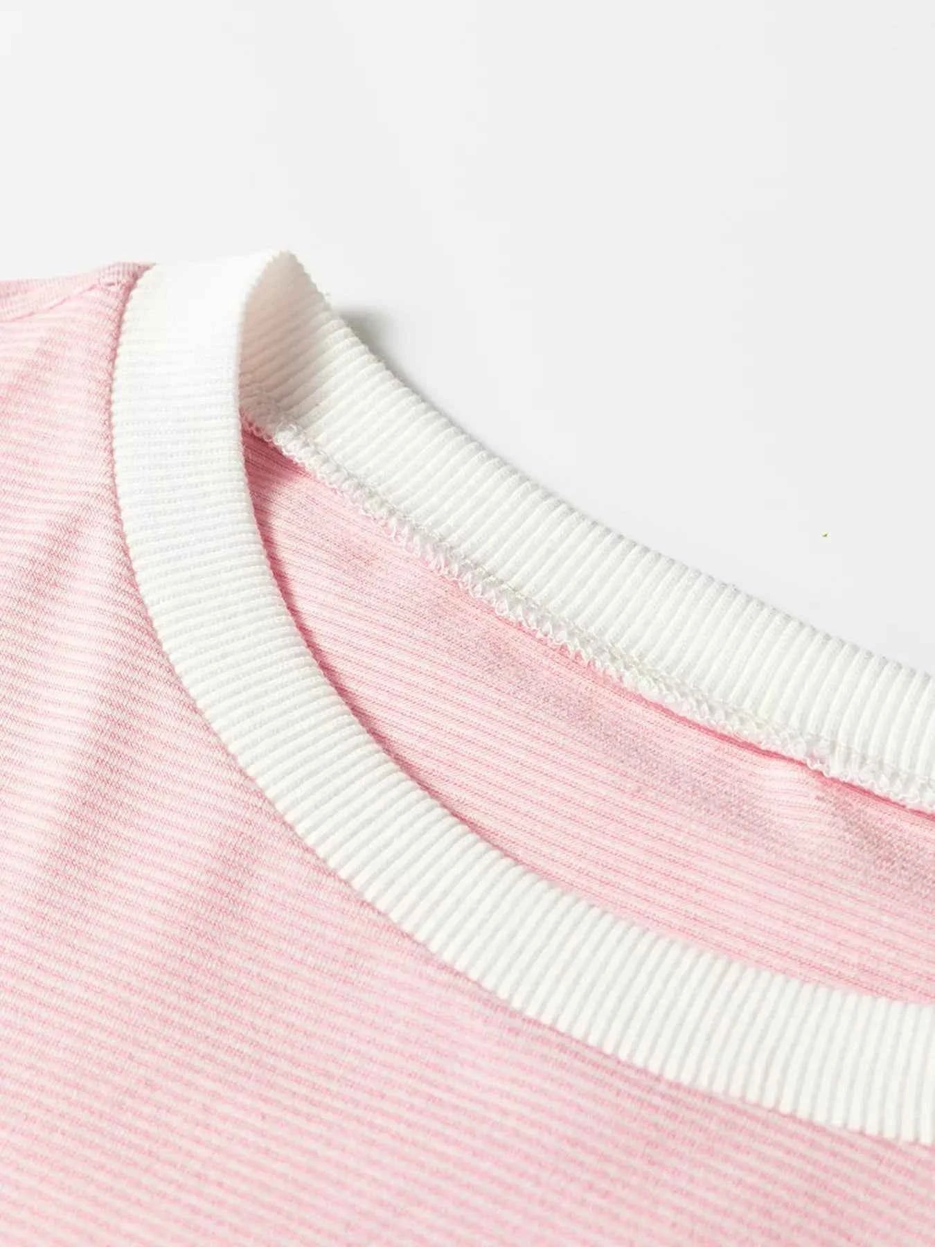 Stripe Contrast Edge Patchwork Long Sleeve Top