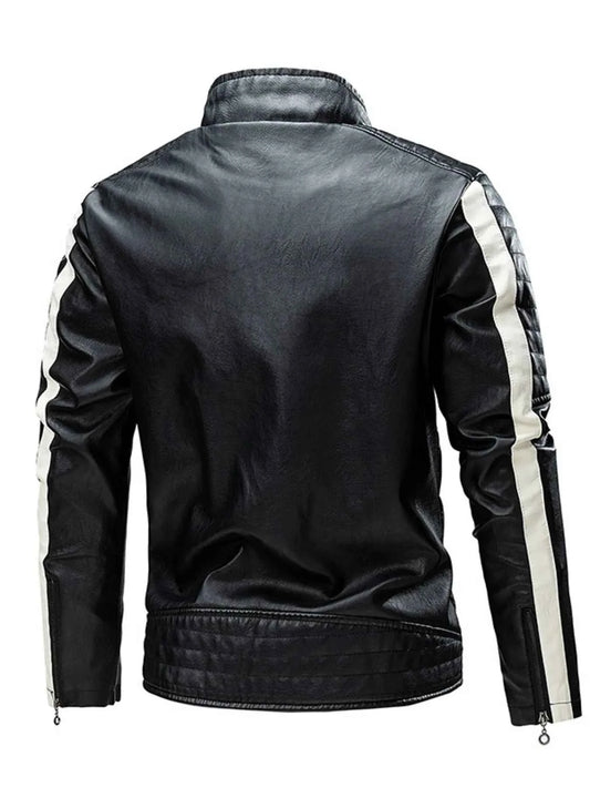 Men's Plus Size Contrast Zip Up Long Sleeve Jacket