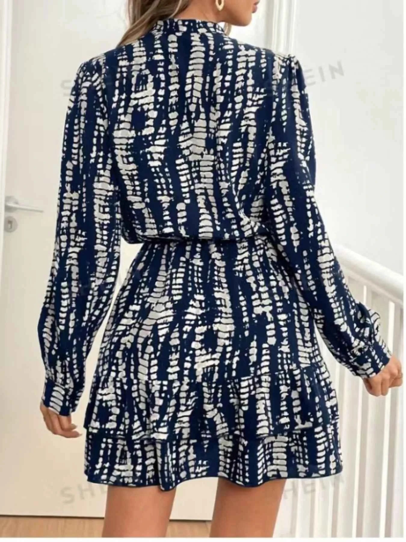 Ruffled Hem Long Sleeve Mini Dress