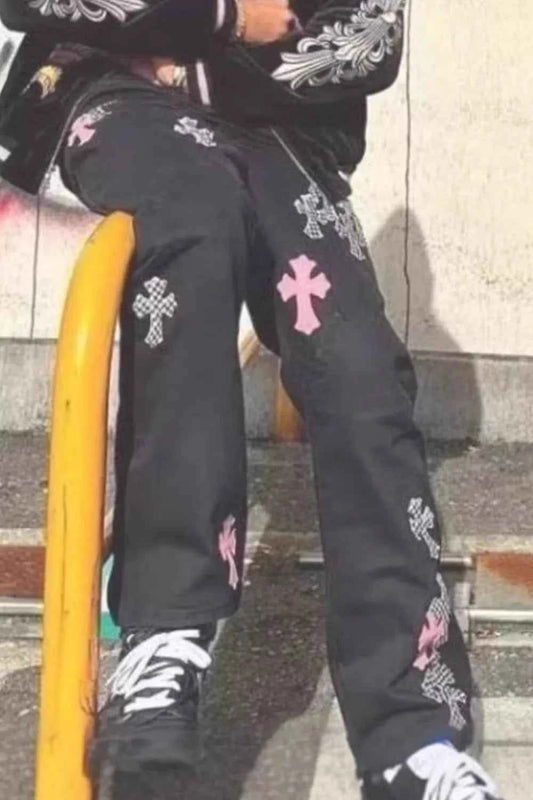 Men's Plus Size Cross Loose Fit Jeans