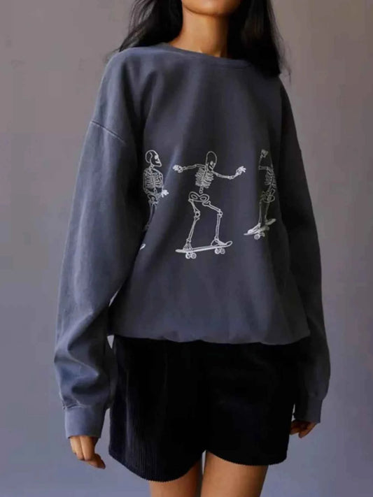 Skeleton Graphic Oversized Sweatshirt