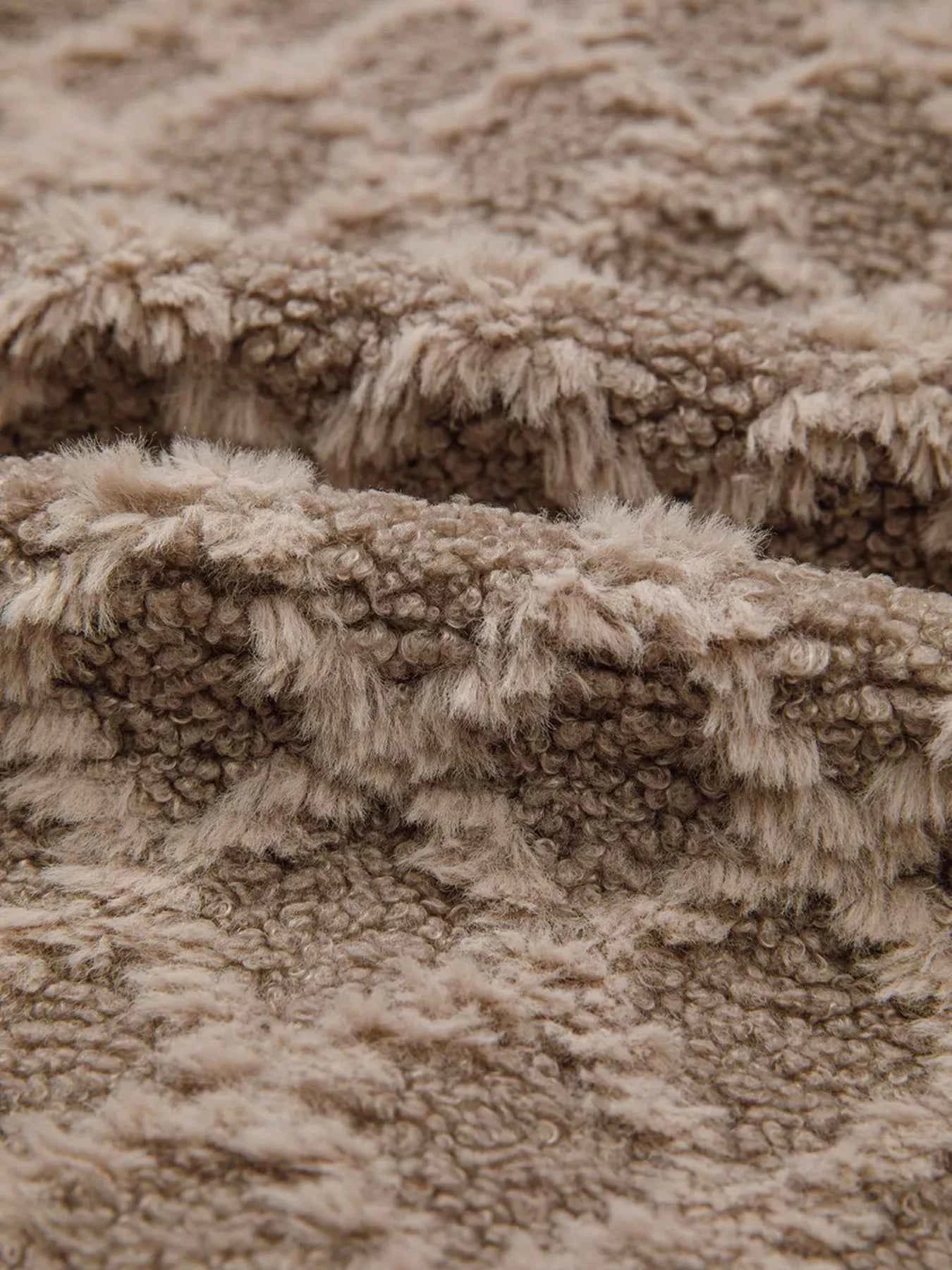 Sherpa Rhombus Zip Up Side Pocket Hooded Jacket