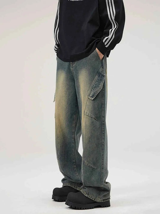 Men's Full Size Washed Wide Leg Jeans Plus Size