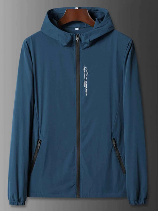 Men's Plus Size Zip Up Long Sleeve Hooded Jacket