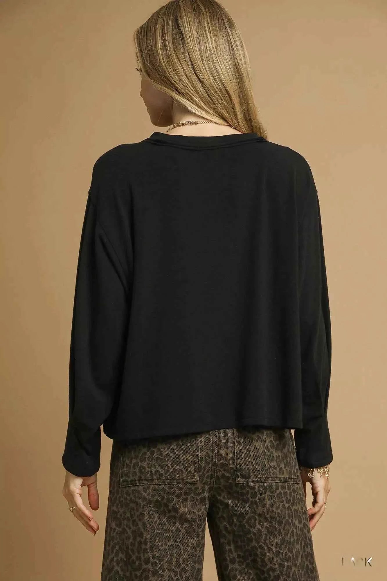 Umgee Brushed Fleeve Crewneck Top
