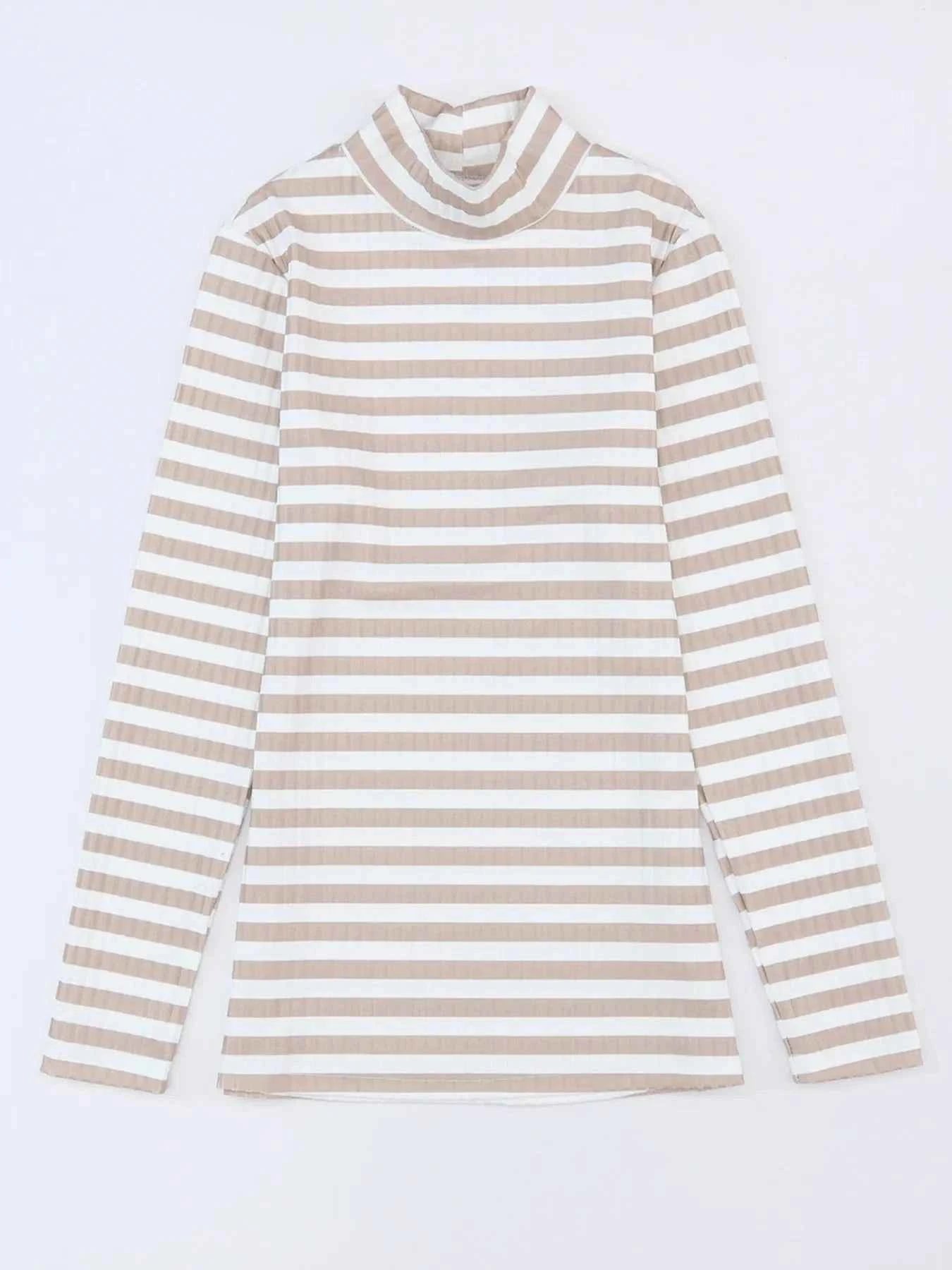 Striped Textured Knit Long Sleeve Tee