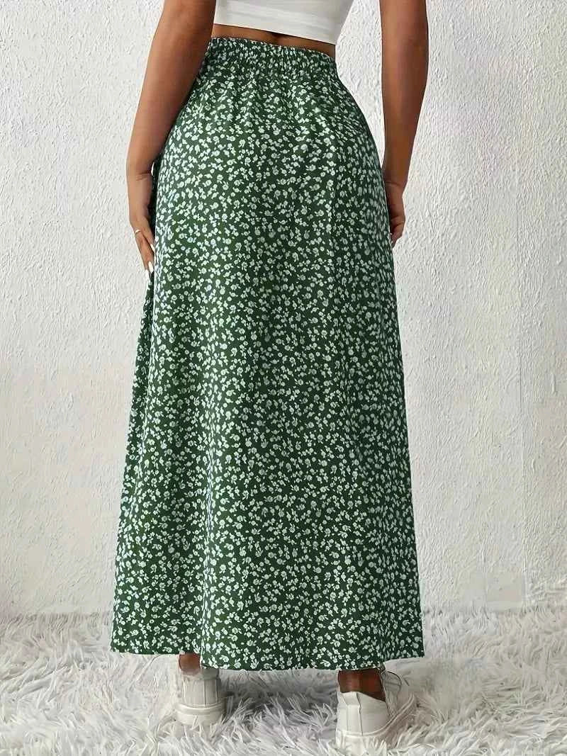 Slit Printed Skirt
