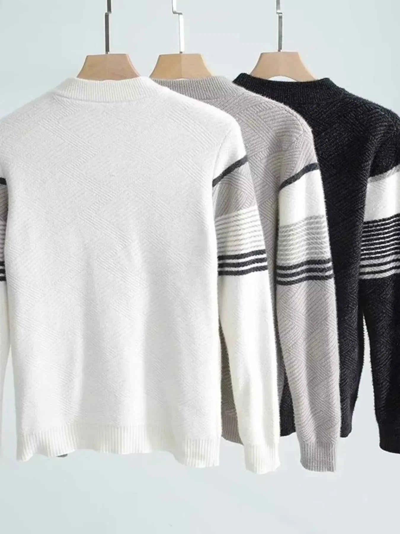 Men's Plus Size Color Block Long Sleeve Sweater