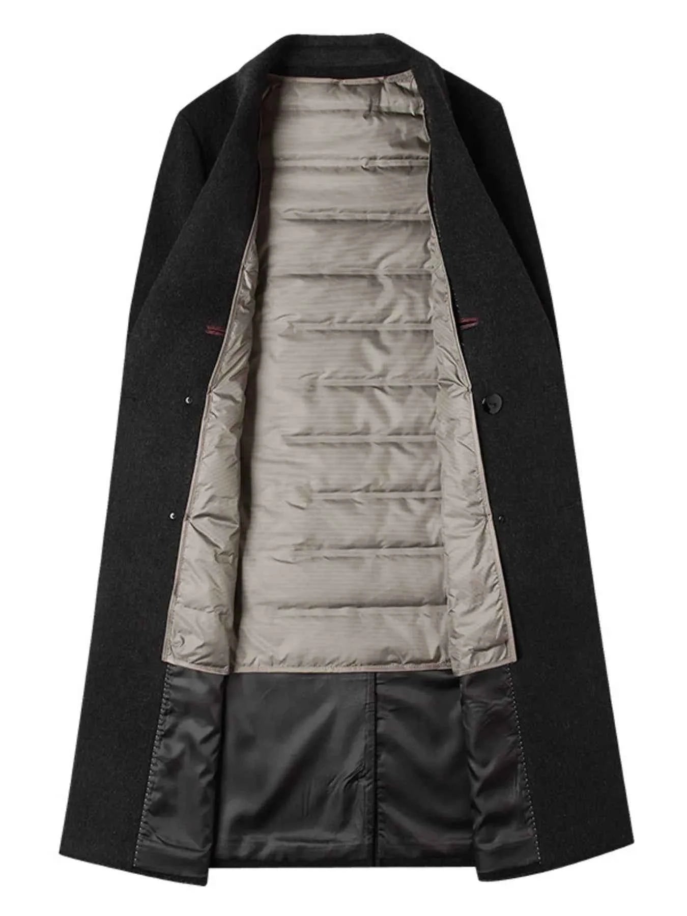 Men's Plus Size Double-Breasted Wool Overcoat