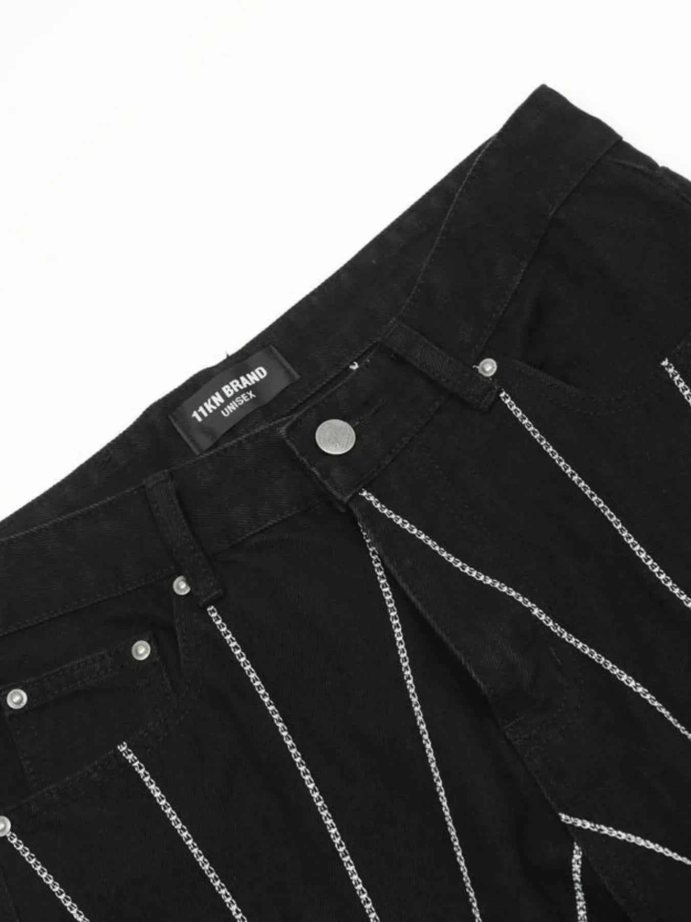 Men's Spider Web Embroidered Flared Jeans