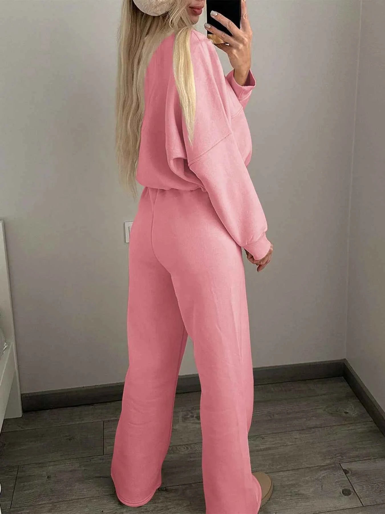 Zipper Up Jacket and Drawstring Pants Set