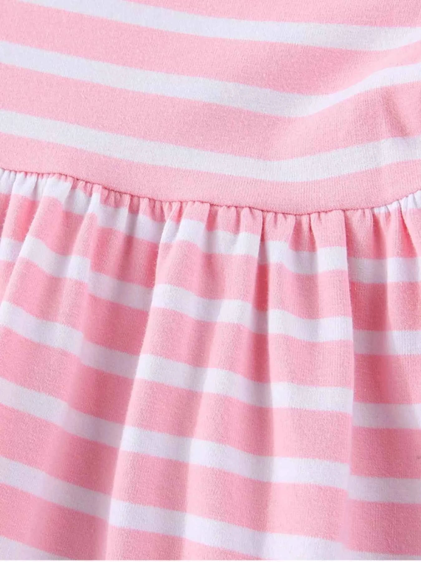 Children's Striped Bunny Embroidered Dress