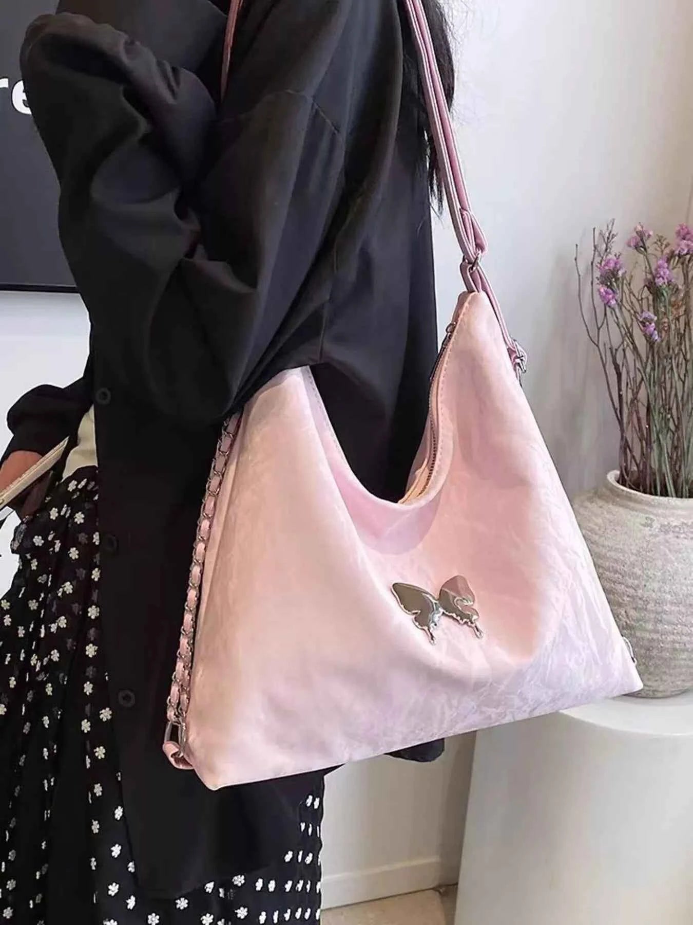 Butterfly Decor Convertible Shoulder Bag