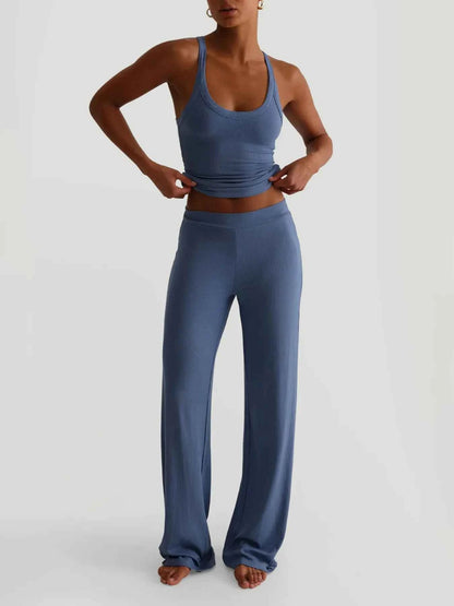 Ribbed Tank and High-Waisted Pants Active Set
