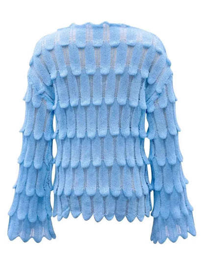 Textured Knit Bell Sleeve Knit Top