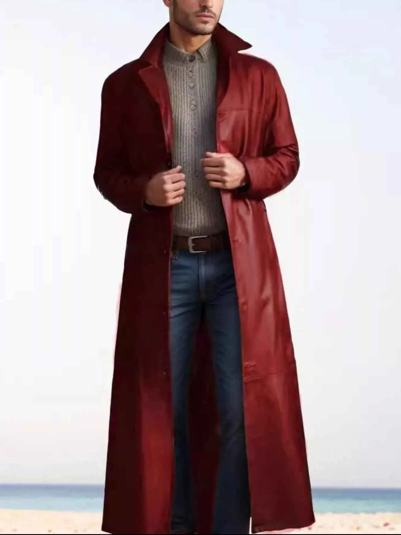 Men's Full Size Button Up Long Sleeve Longline Jacket Plus Size