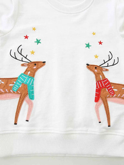 Children's Reindeer Embroidered Sweatshirt