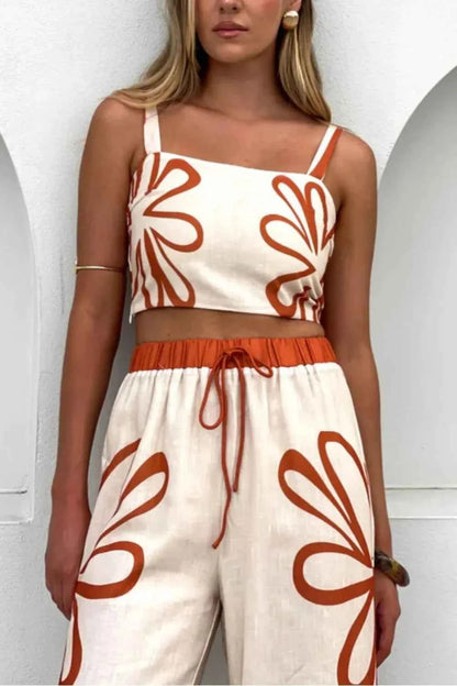 Smocked Square Neck Cami and Pants Set