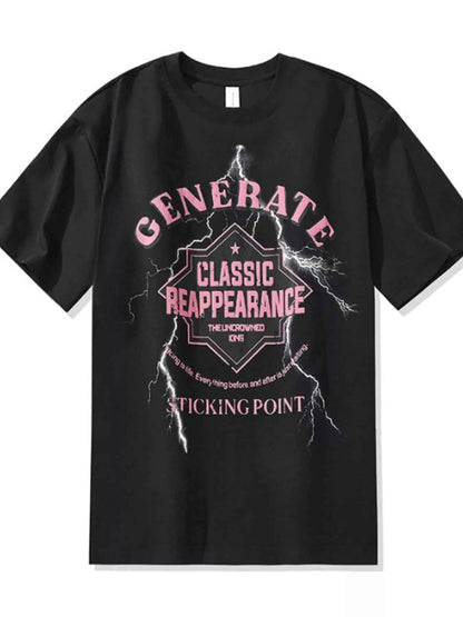 Men's Plus Size Letter Round Neck Half Sleeve T-Shirt